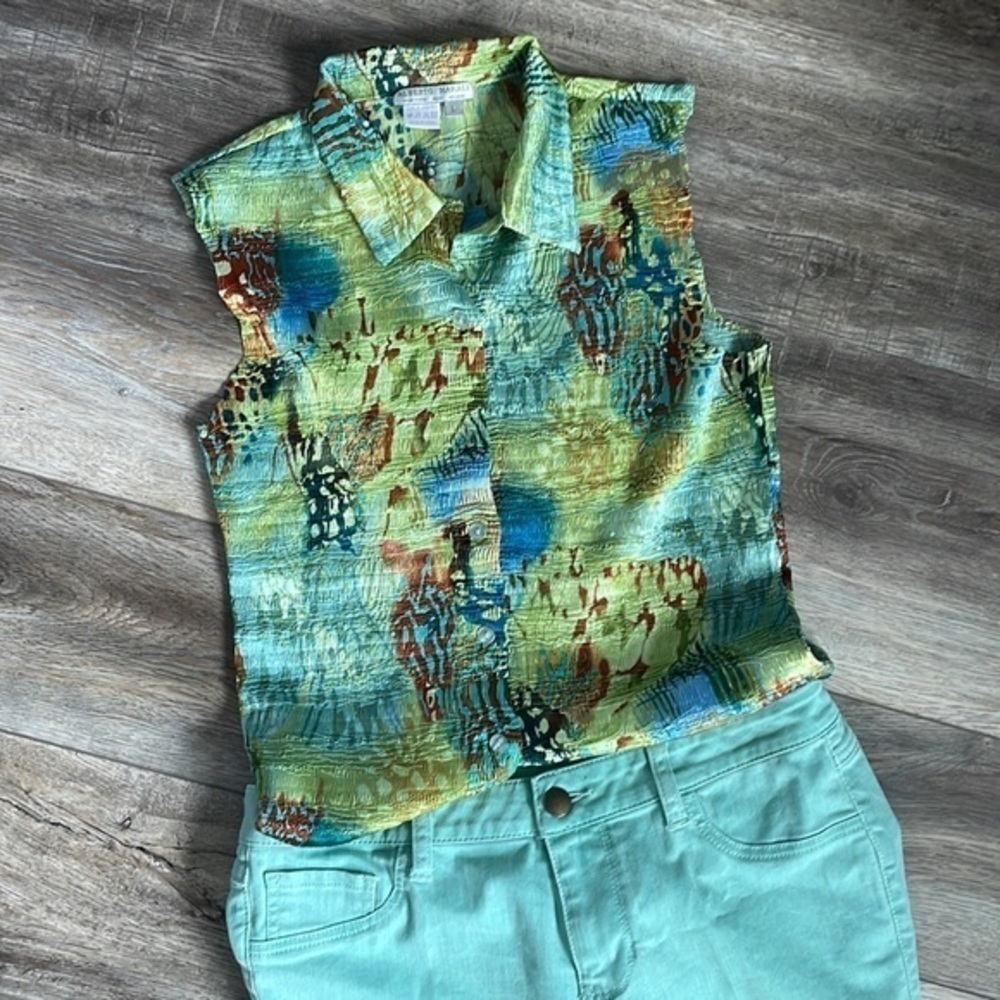 CAbi jeans size 8 aqua colored spring inspired - Picture 8 of 9